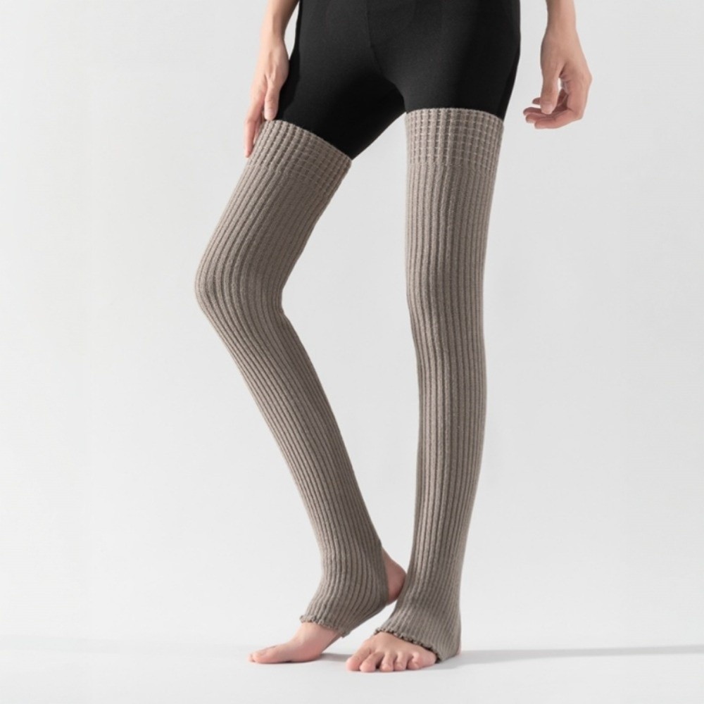 Pilates Yoga Footwear - Täglich tragbare kniehohe Ballett-Beinwärmer, einfarbig, weiche