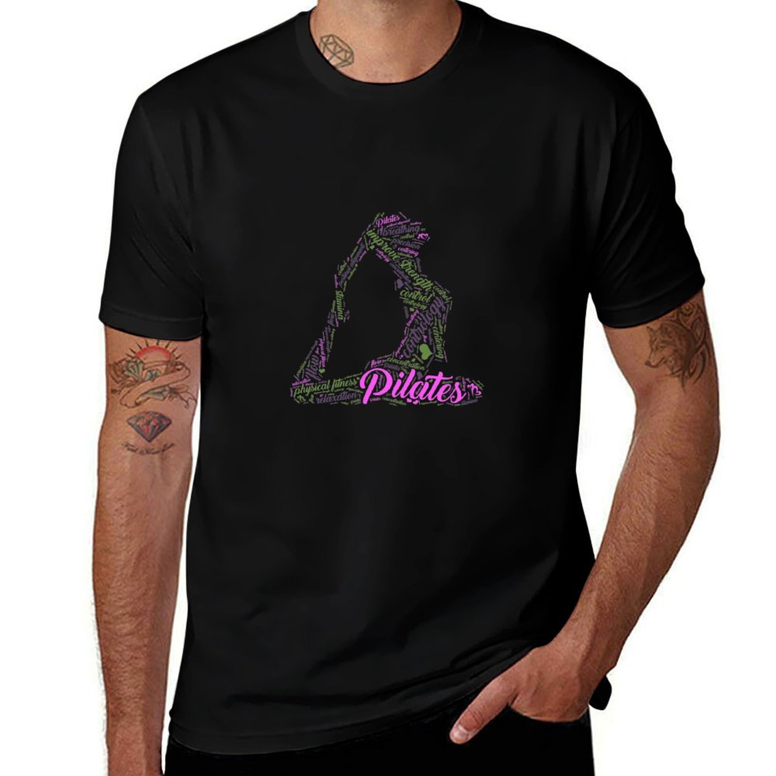 Pilates Yoga Gifts - Damen-T-Shirt mit lustigem Wortwolken-Motiv und süßem