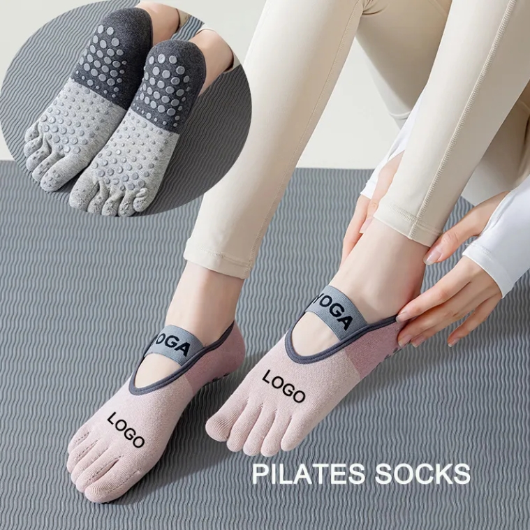 Pilates Yoga Logo - Großhandel Nahtlose Baumwoll-Grip-Socken mit Eigenem Logo