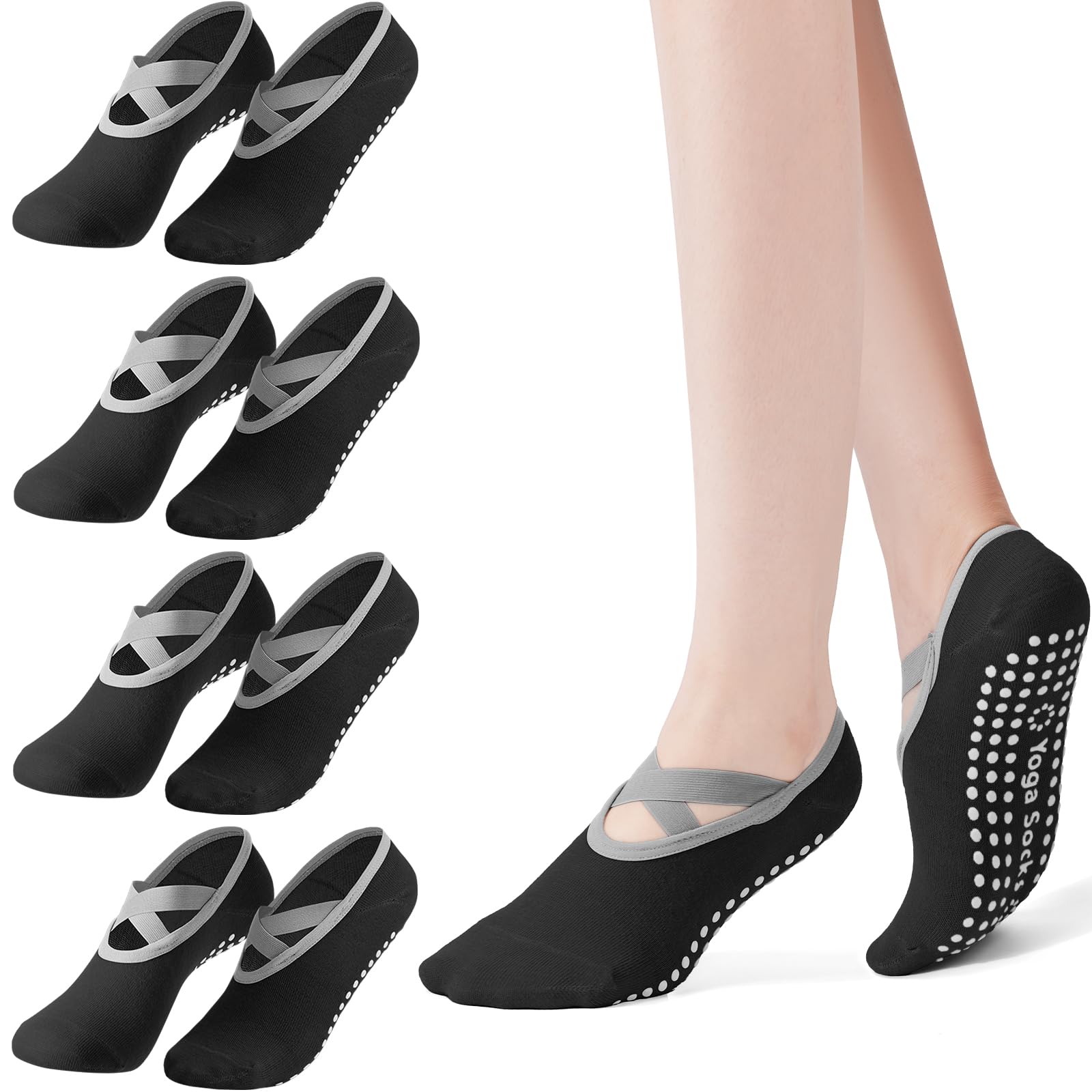 Pilates Yoga Kit - 4er-Pack Damen-Pilates-Socken, Rutschfeste Yoga-Socken, Socken mit
