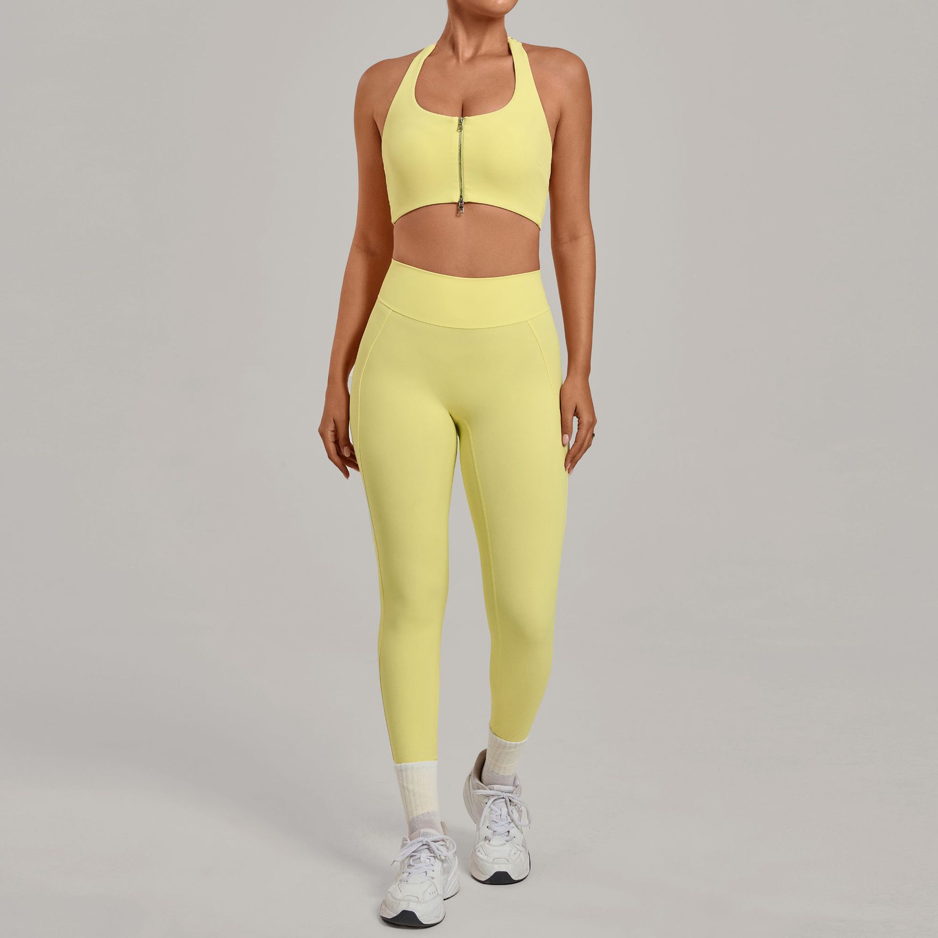 Damen Neckholder-Sport-BH mit  – Pilates Yoga Logo Bewertung und Preis